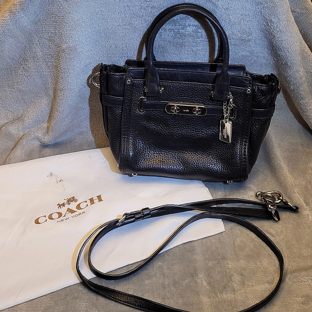 Coach 37444 Swagger 21 Leather Mini Handbag with Dust Bag and Shoulder Strap